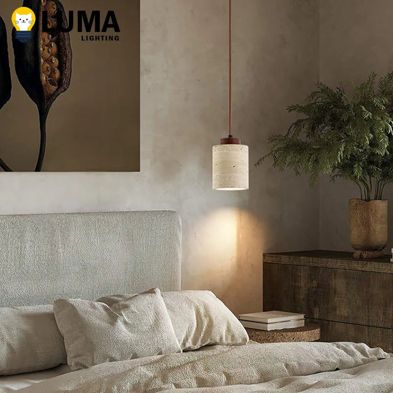Hängande stenlampa i wabi-sabi-stil
