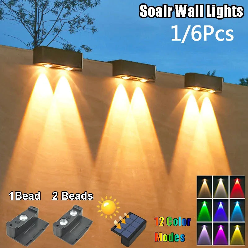 Solcellsspotlight för vägg utomhus