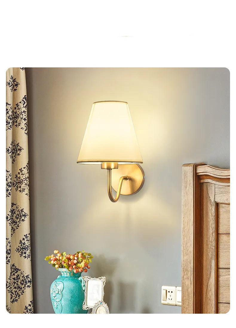 Retro tygvägglampa för sovrummet