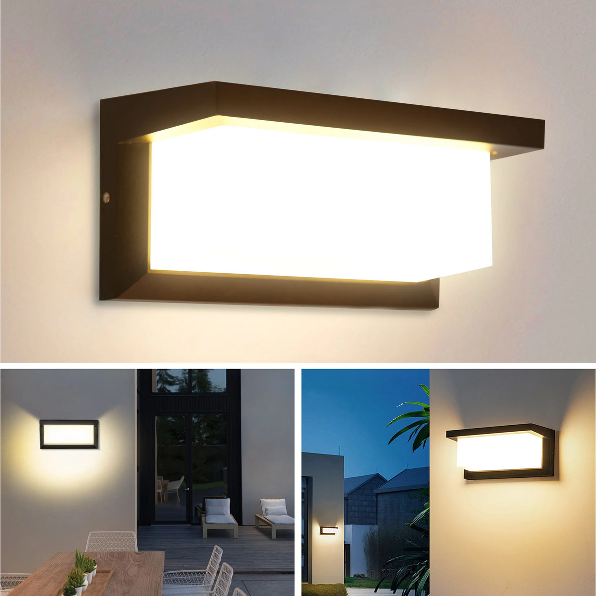 Modern kvadratisk vägglampa i svart
