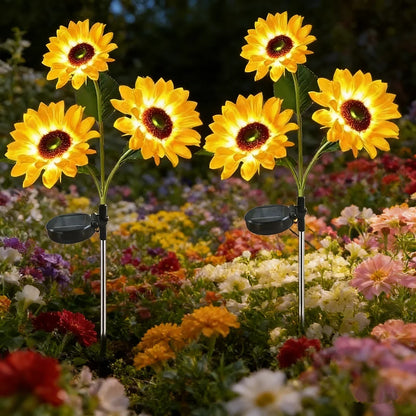 Solcellslampa i blomform för trädgården