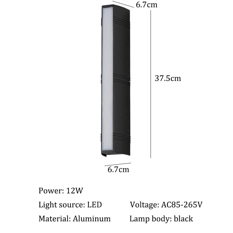 Modern avlång vägglampa i aluminium