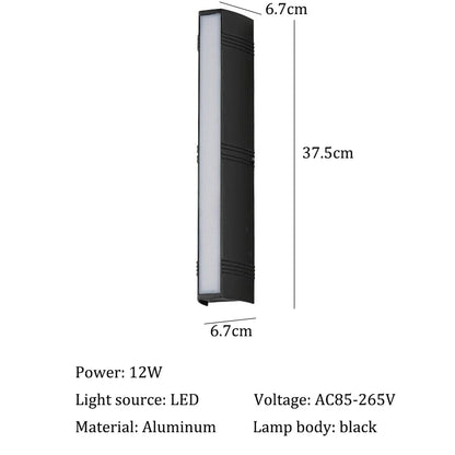 Modern avlång vägglampa i aluminium