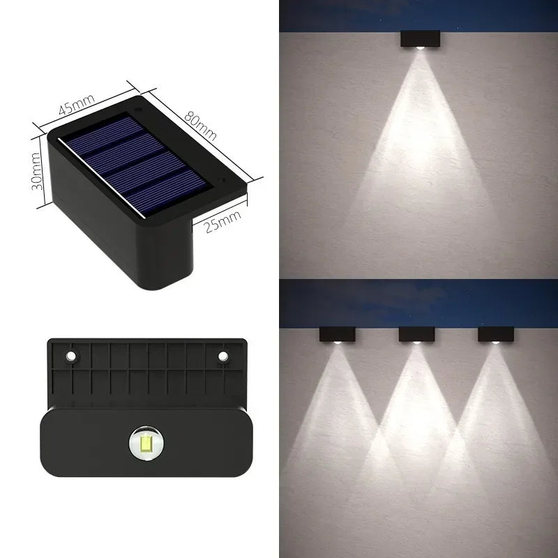 Solcellsdriven vägglampa med dubbelt ljussken