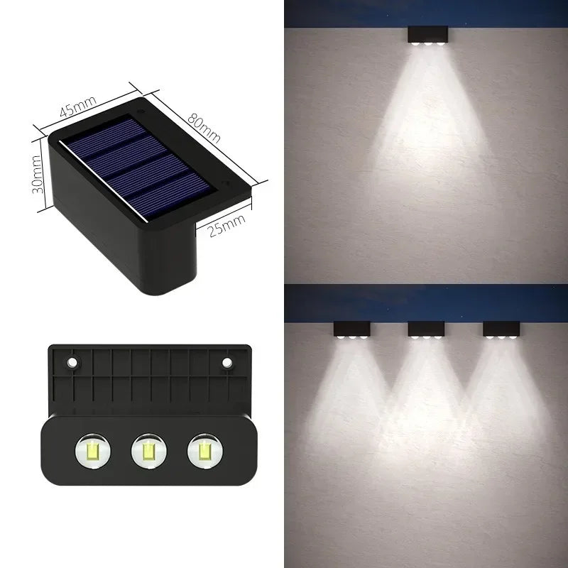 Solcellsdriven vägglampa med dubbelt ljussken