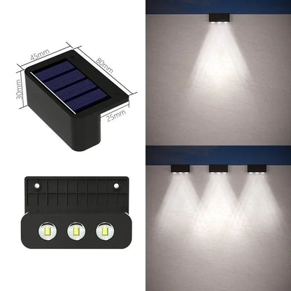 Solcellsdriven vägglampa med dubbelt ljussken