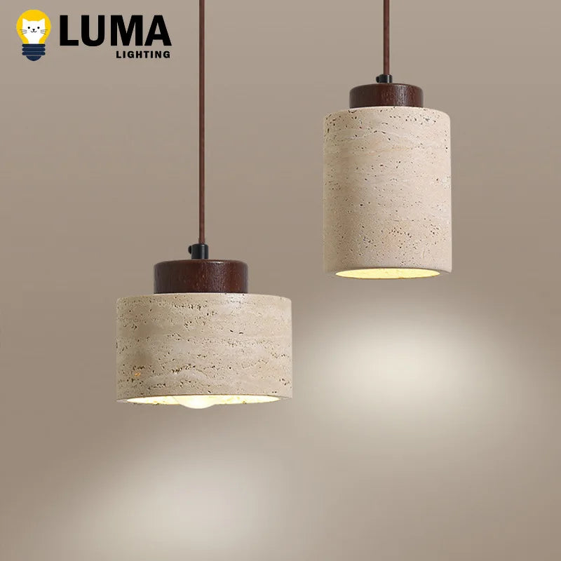 Hängande stenlampa i wabi-sabi-stil