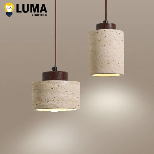 Hängande stenlampa i wabi-sabi-stil