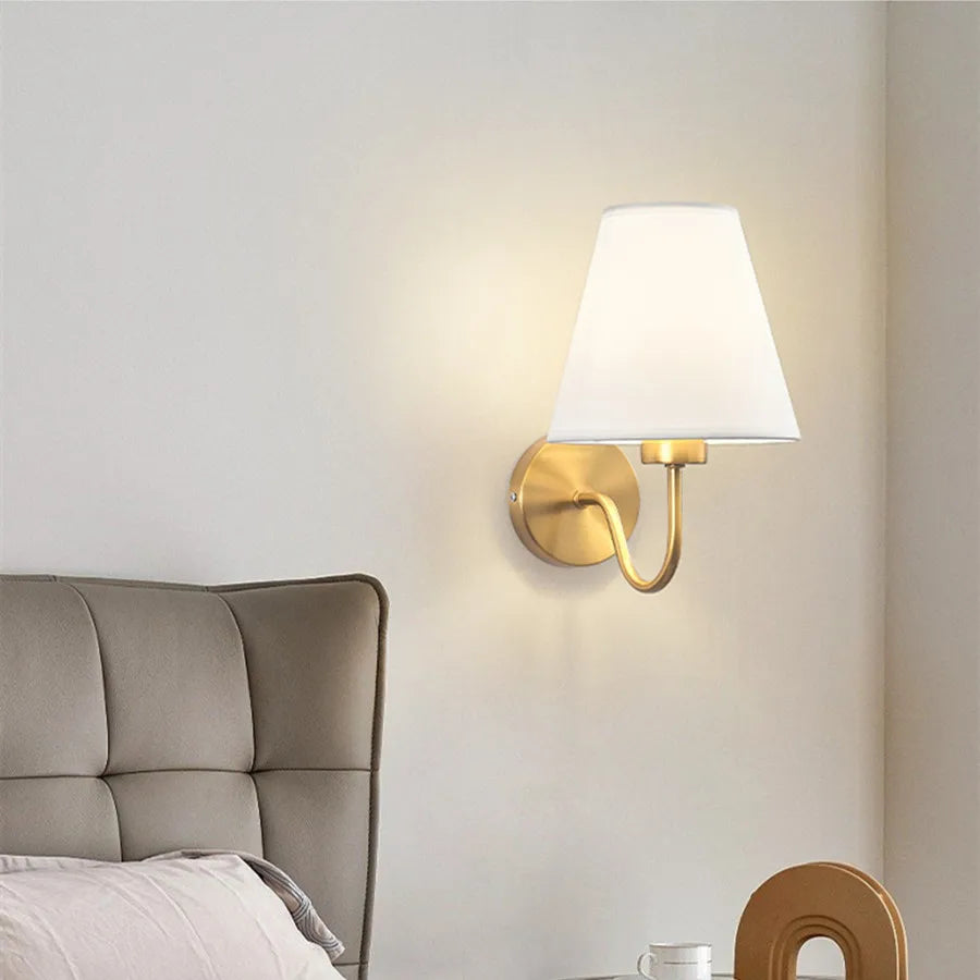 Retro tygvägglampa för sovrummet