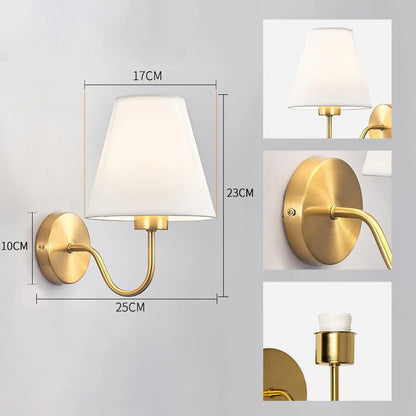 Retro tygvägglampa för sovrummet
