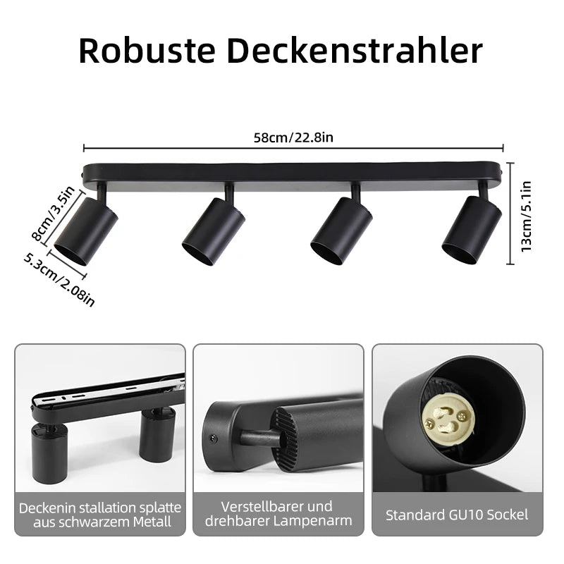 Justerbar takskena med spotlights