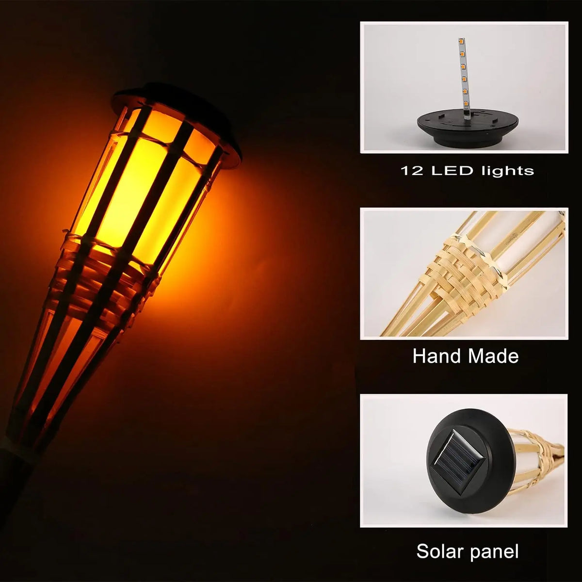 Solcellsfackla med levande flamma
