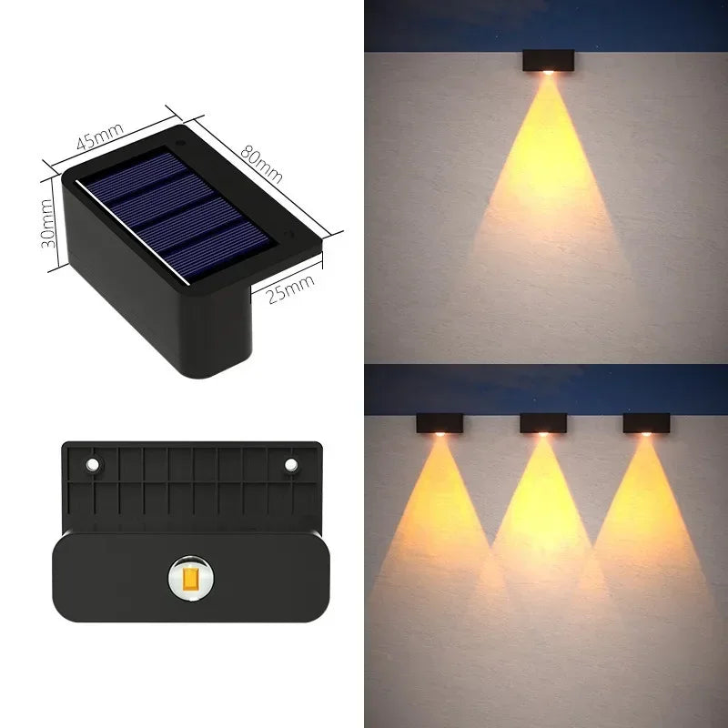 Solcellsdriven vägglampa med dubbelt ljussken