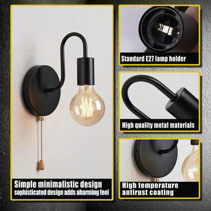Industriell vägglampa i svart järn
