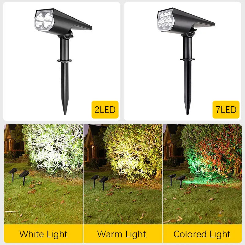 Solcellsspotlight för träd och gräsmatta