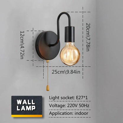 Industriell vägglampa i svart järn