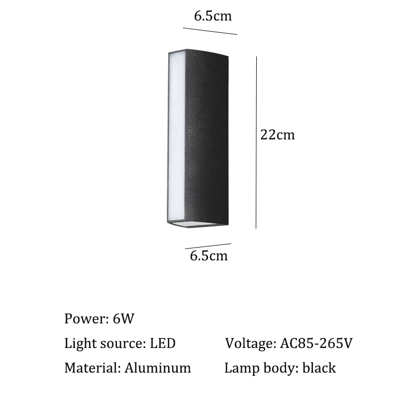 Modern avlång vägglampa i aluminium